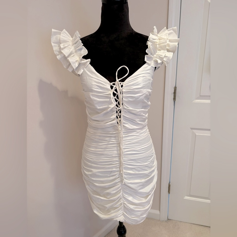ZARA Prom/Wedding white ruched dress